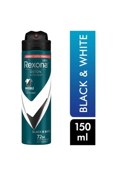 Rexona Deodorant Erkek Invisible Black White 72 Saat Koruma 150 ml ürün görseli 1