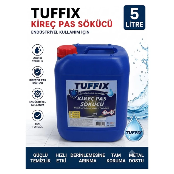 Tuffix 5 Litre Kireç Pas Sökücü, Endüstriyel Güçlü Temizlik Ürünü - Kireç, Pas ve Mineral Kalıntı Temizleyici ürün görseli 1