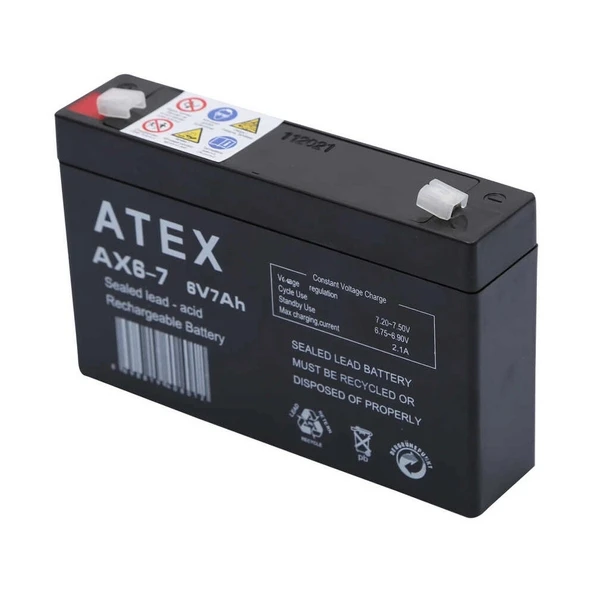 Atex Ax6-7 6v 7ah Akü - Resim 2