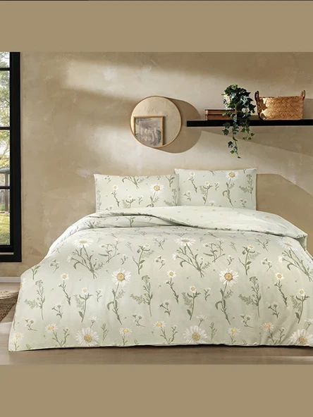 Taç Laurel Ranforce Tek Kişilik Yeşil 160 x 220 cm Nevresim Takımı ürün görseli 1