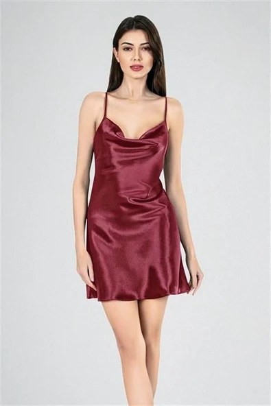 Kısa Gecelik Degaje Bordo 7740 ürün görseli 1