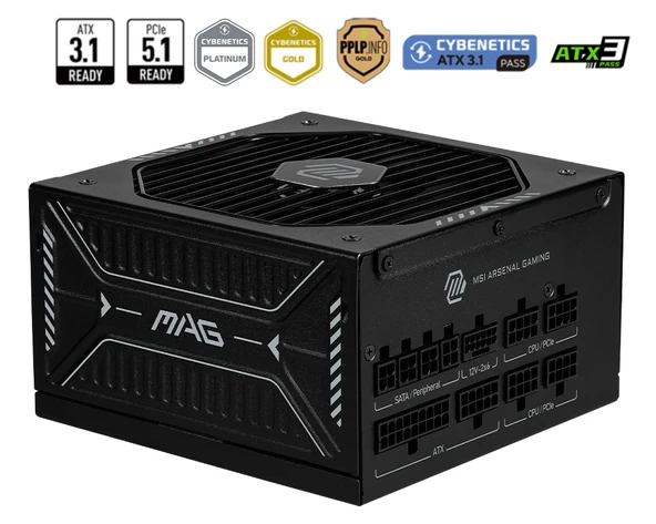 MSI MAG A1000GLS PCIE5 1000W 80+ GOLD POWER SUPPLY ürün görseli 1