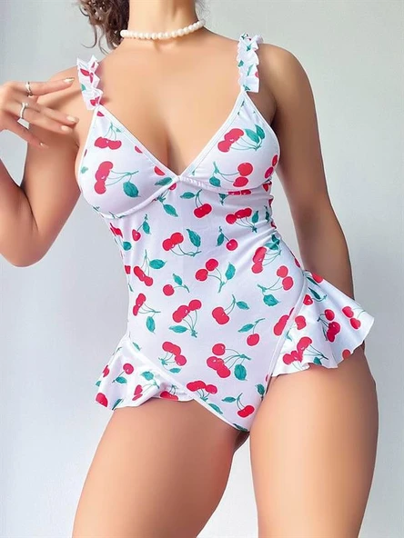 Vişne Desenli Body - Resim 4