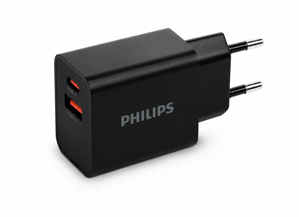 Philips DLP4325AB/12 USB-C 20W USB-A 18W Şarj Adaptörü, Siyah ürün görseli 1