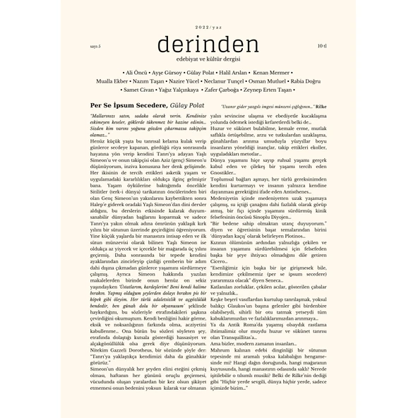 Derinden 5.Sayı Yaz 2022 ürün görseli 1