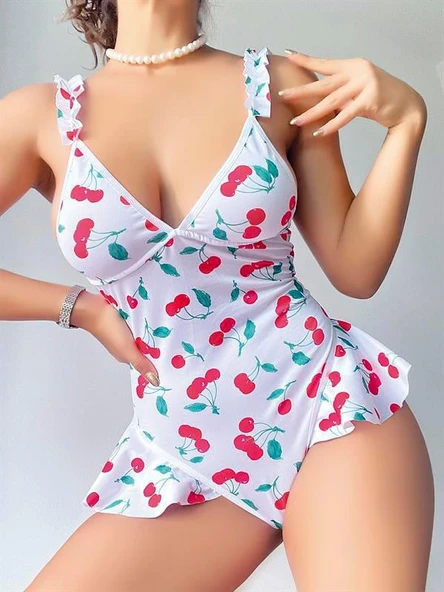 Vişne Desenli Body - Resim 3