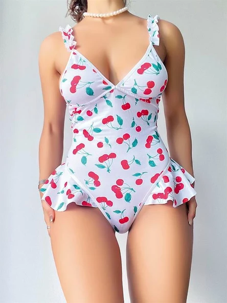 Vişne Desenli Body - Resim 6