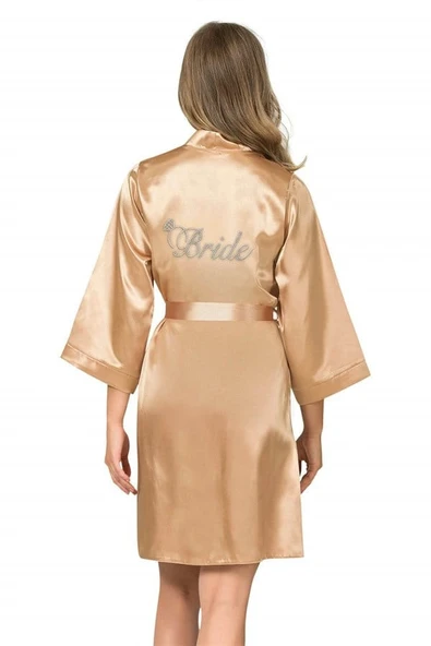 Gold Kısa Saten Bride Sabahlık ürün görseli 1
