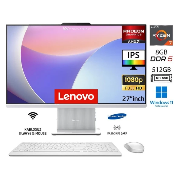 ıdeacentre 27ARR9 Aıo Ryzen7 7735HS 32GB 1tb SSD Bulut Gri WIN11 Pro 27" Fhd All In One Bilgisayar P9 ürün görseli 1