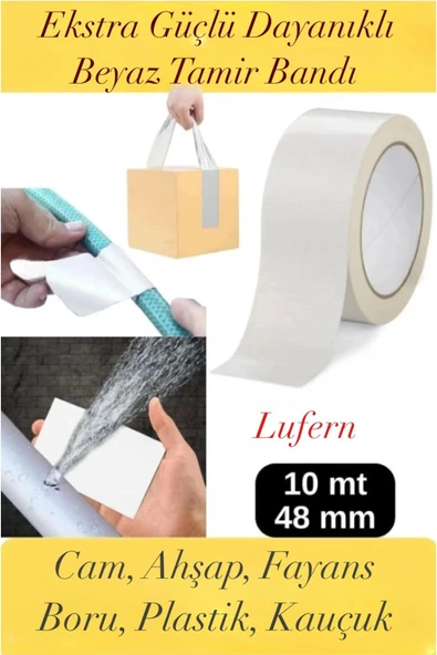 Premium Çok Amaçlı Su Geçirmez Sızdırmaz Dayanıklı Izole Beyaz Tamir Bandı 48 Mm 10 Mt 1 Adet ürün görseli 1