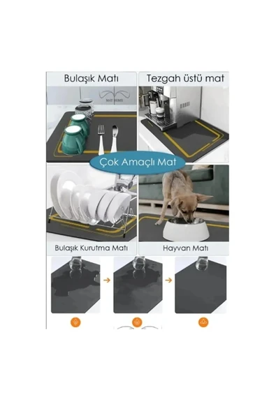 Çok Amaçlı Sihirli Tezgah Üstü Mat Bulaşık Kurutma Kayma Önleyici Su Emme Özelliği Kıvrılabilen ürün görseli 1