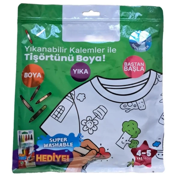 Kalem Hediyeli Boyanabilir Tişört 4-5 Yaş ürün görseli 1