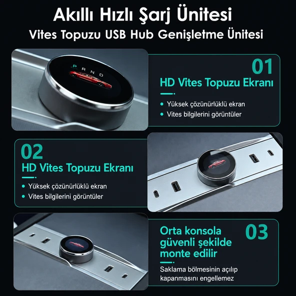 TESLA MODEL Y JUNİPER PREMİUM İÇİN UYUMLU ORTA KONSOL VİTES PANELİ ürün görseli 1