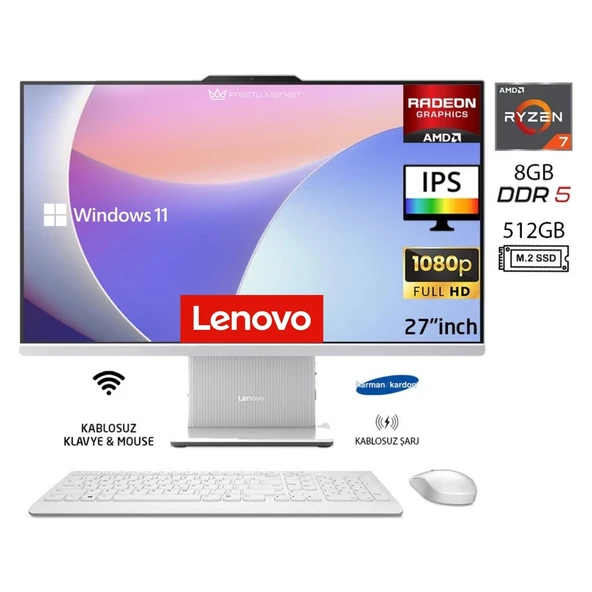 ıdeacentre 27ARR9 Aıo Ryzen7 7735HS 32GB 1tb SSD WIN11 Home 27" Fhd All In One Bilgisayar P21 ürün görseli 1