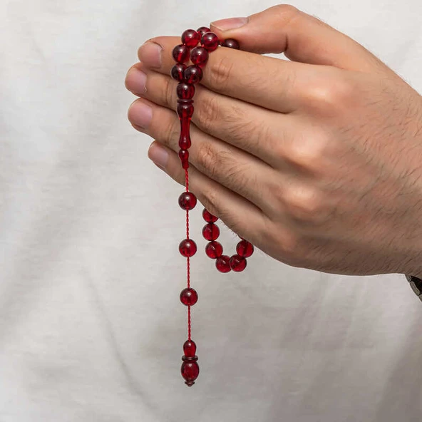 Yuvarlak Sıkma Kehribar Tesbih - Resim 4