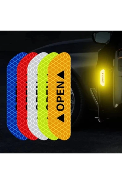 Oto Sticker Yan Kapı İkaz Open Reflektörlü Yapıştırma Oto Aksesuar Binek Ticari İz Bırakmaz ürün görseli 1