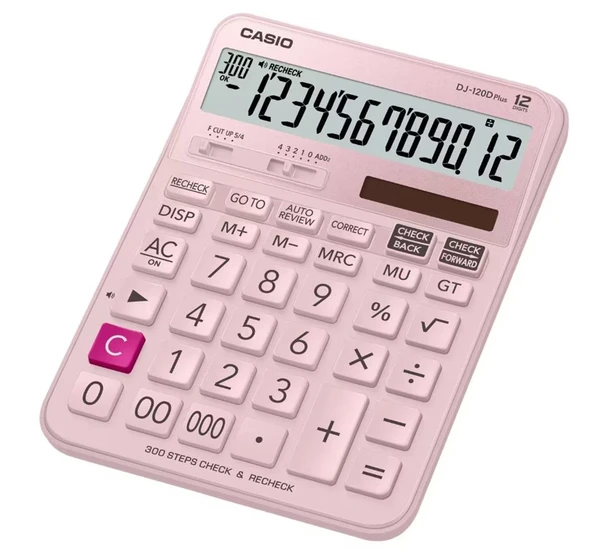 Casio DJ-120D Plus Pembe İşlem Kontrollü 12 Hane Masa Üstü Hesap Makinesi ürün görseli 1