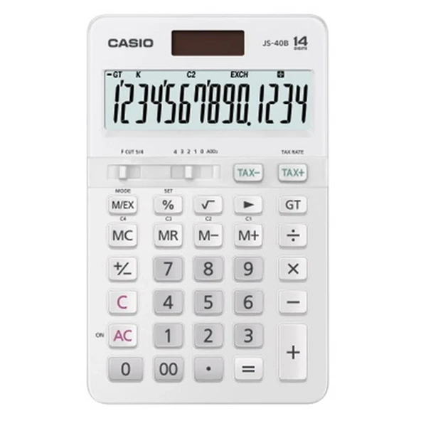 Casio JS-40B-WE Beyaz Profesyonel 14 Hane Masa Üstü Hesap Makinesi ürün görseli 1