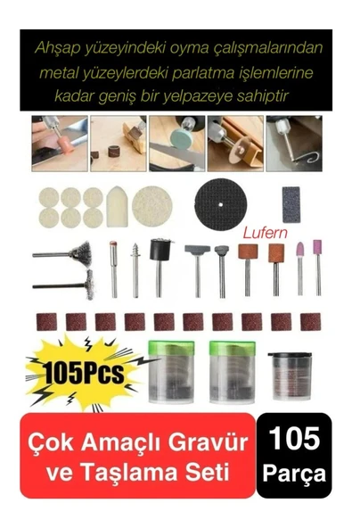 Premium 105 Parça Hobi Gravür Taşlama Ucu Metal Mini Ahşap Oyma Seti Parlatma Zımparalama Fırçalama ürün görseli 1