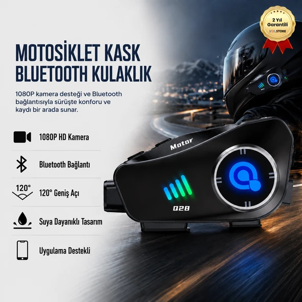 Motosiklet Kask Bluetooth Kulaklık 1080P Kamera Destekli ürün görseli 1