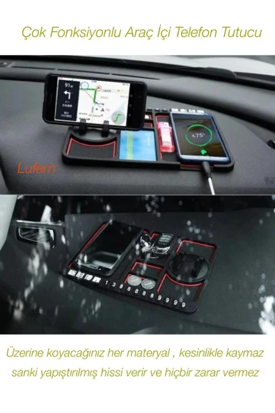 Çok Fonksiyonlu Araç İçi Telefon Tutucu Kaymaz Araba Torpido Matı Park Numaratörü Telefon Anahtar ürün görseli 1