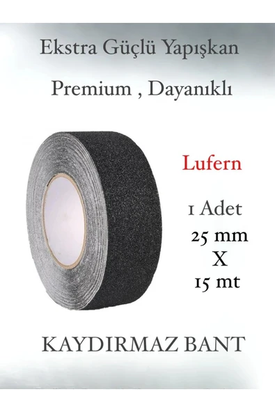 Premium 25mm x 15mt Siyah Kaydırmaz Bant Yapışkanlı Merdiven Basamak Zemin Güçlü Tutunabilen Halı ürün görseli 1