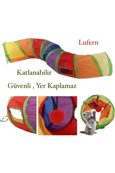 Premium Kedi Oyun Tüneli 125 cm Katlanabilir Oyuncak Güvenli Saklanma Alanı ürün görseli 1