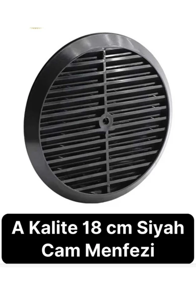 Aç Kapa Yalıtımlı Havalandırma Ayarlı 18cm Siyah Kapak Cam Menfezi Doğalgaz Boşluk Aparatı Başlık ürün görseli 1