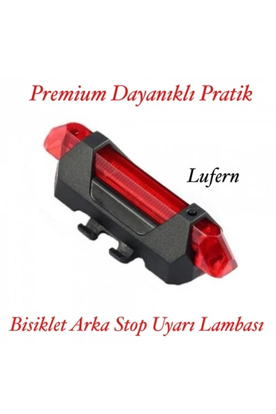 Premium Bisiklet Arka Stop Uyarı Işığı Led Ikaz Lamba Usb Şarjlı 4 Farklı Mod Gece Kolay Kullanım ürün görseli 1