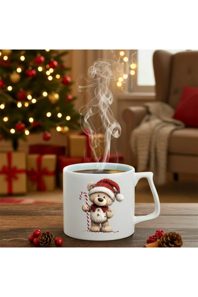 Finka Dekor Yılbaşı Noel Şekerlemesi Kupa Ayıcık Baskılı-Hediyelik Seramik Kupa Bardak ürün görseli 1