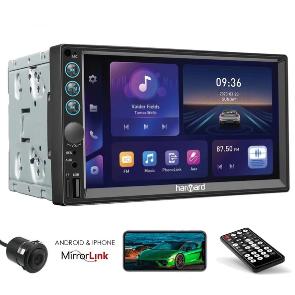 Harward HR-G756 7 İnç Double Teyp 4*60W/BT/USB/SD/AUX/Mirror Link/Dokunmatik Ekran/Kumanda ürün görseli 1
