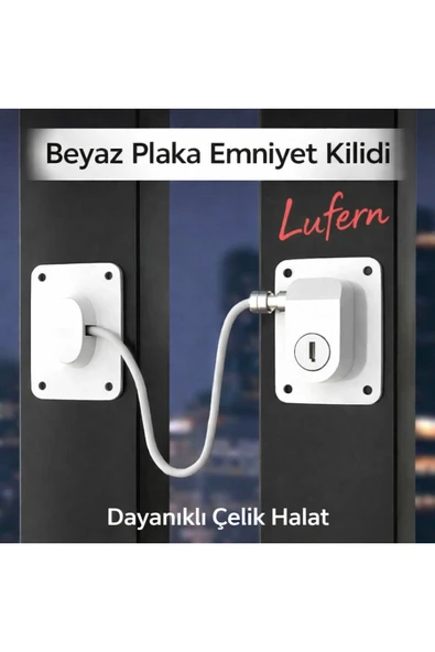 Özel Tasarım Beyaz Plaka Halatlı Emniyet Kilidi Balkon Kapı Pencere Güvenlik Kilidi Ev İş Yeri ürün görseli 1