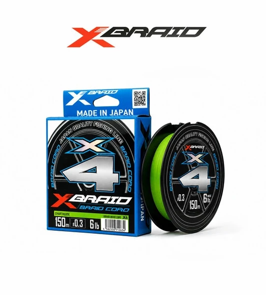 YGK X035 BRAID CORD PE X4 150M 2.7KG 0.09 FLUO GREEN ürün görseli 1