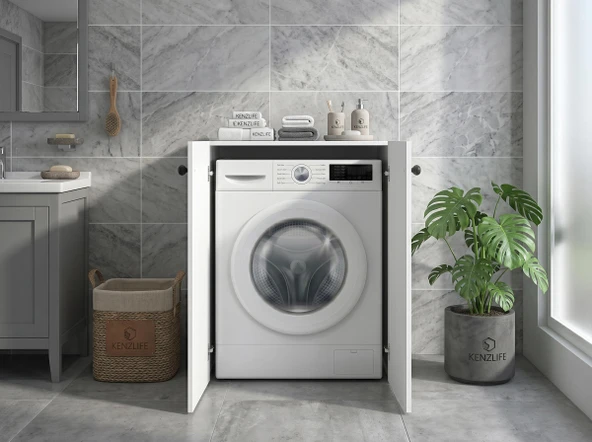 Kenzlife membran çamaşır makinesi dolabı kapaklı tatyana byzbyz çerçeve 90*70*60 mebran kapak suntalam gövde banyo ofis kapaklı arkalıksız ürün görseli 1