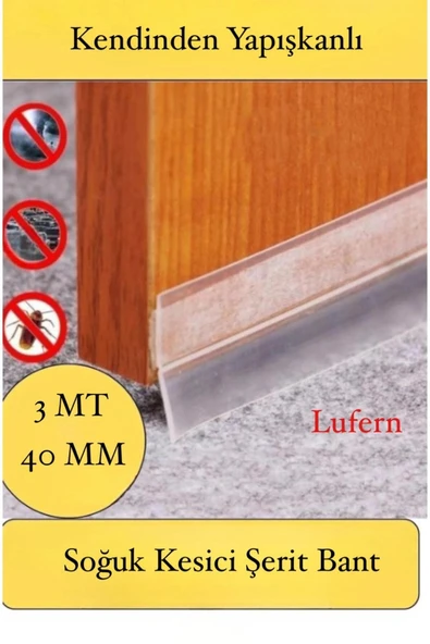 Rüzgar Ses Toz Böcek Önleyici Kapı Altı Isı Yalıtım Soğuk Kesici Şerit Bant Şeffaf 40 Mm X 3 Mt ürün görseli 1