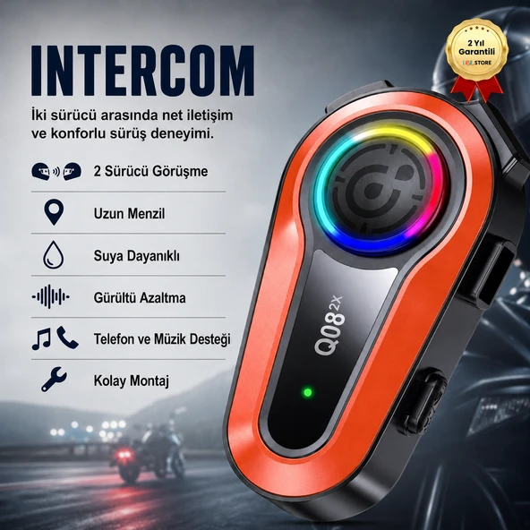 Motosiklet Kask Bluetooth İntercom Çift Kişi Görüşme Destekli Kulaklık ürün görseli 1