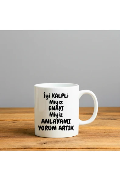 Finka Dekor Enayi Miyiz Anlamıyorum Baskılı -Hediyelik Seramik Kupa Bardak ürün görseli 1