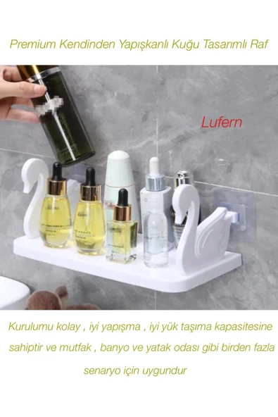 Kendinden Yapışkanlı Kuğu Tasarımlı Raf Mutfak Banyo Yatak Odası Masa Pratik Organizer Depolama ürün görseli 1