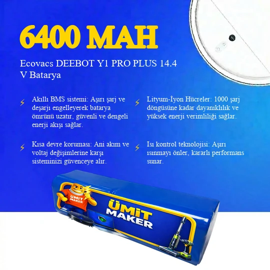 Ecovacs DEEBOT Y1 PRO PLUS 6400 mAh Batarya - Resim 3