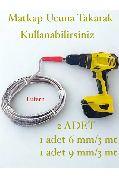 Pratik Ergonomik Matkap Ucu Boru Temizleme Ve Tıkanıklık Açma Spirali 3 Metre 2 Adet ürün görseli 1