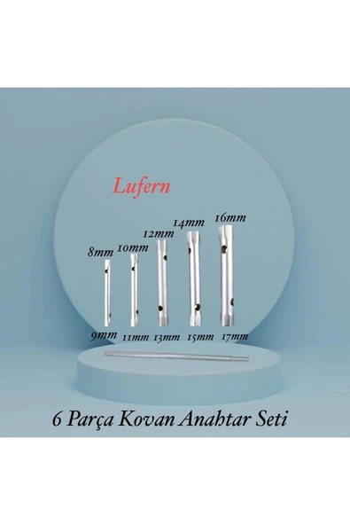 6 Parça Kovan Tipi Lokma Anahtarı Buji Boru Seti Civata Çinko Kaplı Lavabo Montaj 8-17 mm Arası ürün görseli 1