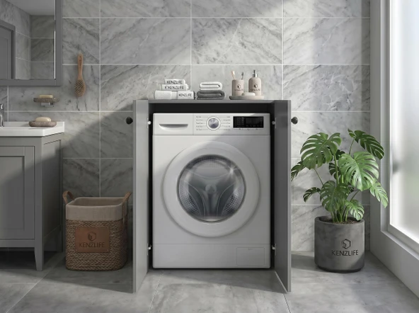 Kenzlife membran çamaşır makinesi dolabı kapaklı tatyana gribyz çerçeve 90*70*60 mebran kapak MDF gövde banyo ofis kapaklı arkalıksız ürün görseli 1