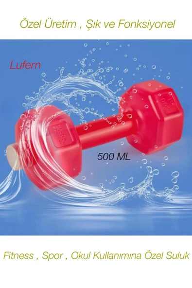 Özel Üretim Fitness Spor Koşu Okul Bpa İçermeyen Plastik Matara Günlük Pembe Dambıl Suluk 500 ml ürün görseli 1