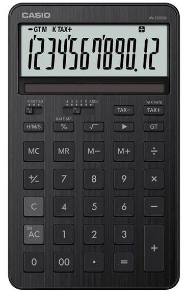 Casio JW-200DQ-BK 12 Hane Siyah Masa Üstü Hesap Makinesi ürün görseli 1
