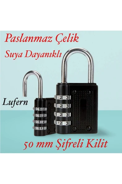 50 mm 3 Basamaklı Haneli Şifreli Premium Paslanmaz Çelik Küçük Ekstra Güçlü Şifreli Asma Kilit ürün görseli 1