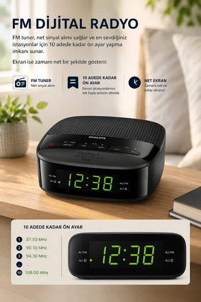 Philips TAR3205/12 Alarmlı ve Saatli Radyo - Resim 4