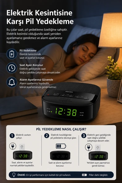 Philips TAR3205/12 Alarmlı ve Saatli Radyo - Resim 6