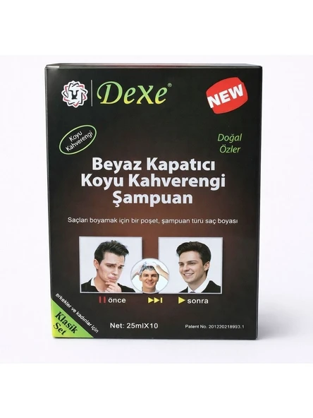 Dexe Koyu Kahverengi Saç Boya Şampuan (Koyu Kahverengi Pigmentli Saç Şampuanı) 10 Adet ürün görseli 1