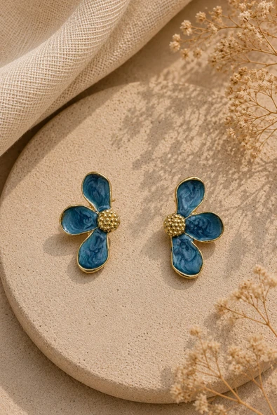 Bloom Mineli Gold Renk Çivi Küpe ürün görseli 1