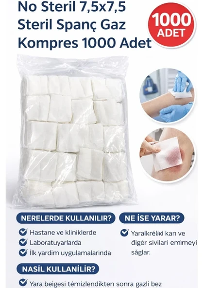 Genel NonSteril Emici Kompres Gazlı Bez 1000 Adet Yüksek Emici ürün görseli 1